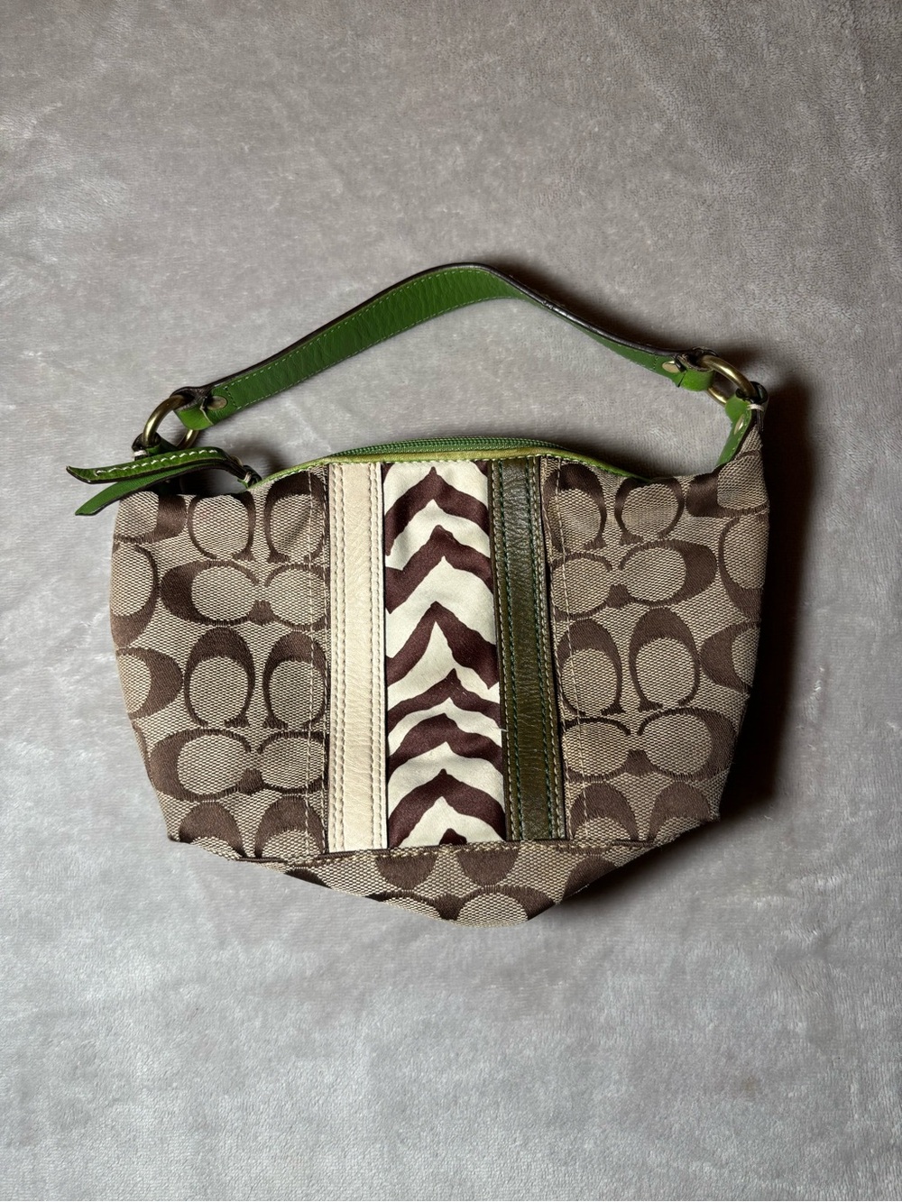 Rare Vintage Coach Signature Mini Green Zebra Bag